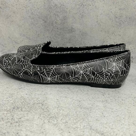 Strange Cvlt Cult Lydia Black & White Spider Web flats Women’s Size 8 - Picture 6 of 6